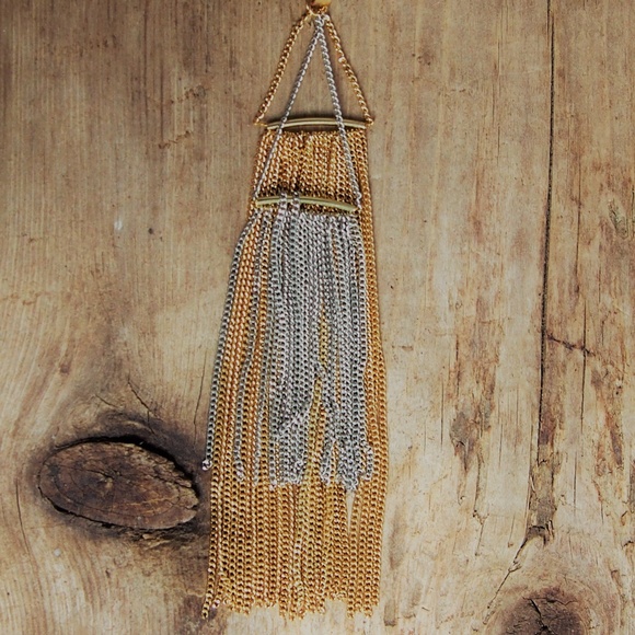 M. Haskell Gold & Silver Mesh Tassel Necklace 28" - Picture 3 of 6